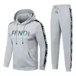 fendi veste et pantalon de jogging fendi logo hoodie gray